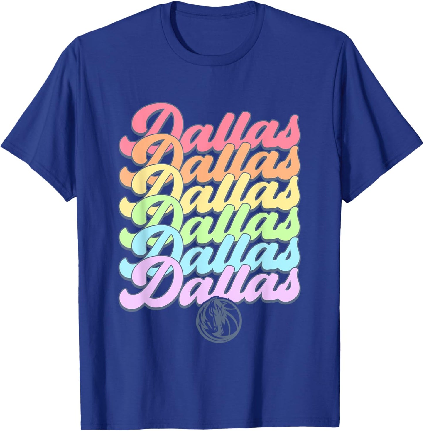 NBA Dallas Mavericks Pastel Rainbow Pride Stack T-Shirt - T-Shirt | Royal