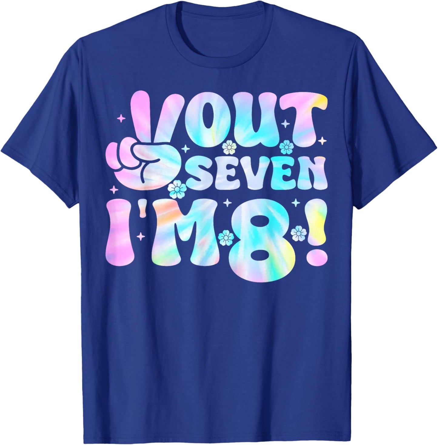 Peace Out Seven I'm 8 Kids Eight Years Old 8th Birthday T-Shirt - T-Shirt | Royal