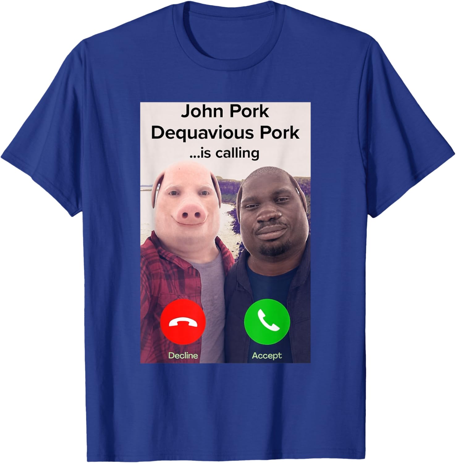 John Pork Dequavious Pork is Calling T-Shirt - T-Shirt | Royal