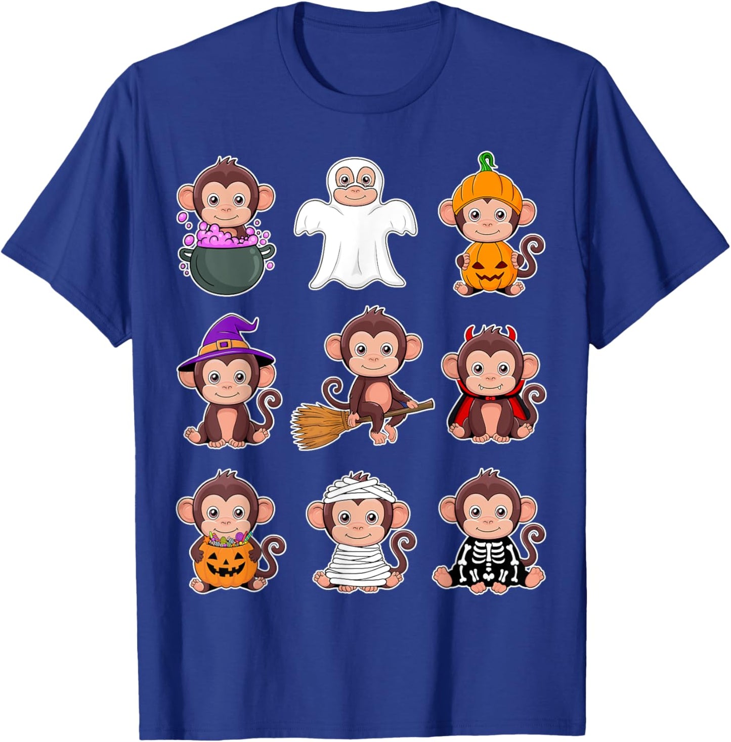 Monkey Halloween Costume Spooky Ghost Monkey Halloween T-Shirt - T-Shirt | Royal