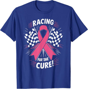 Pink Ribbon Breast Cancer Awareness Racing for the Cure T-Shirt - T-Shirt | Royal