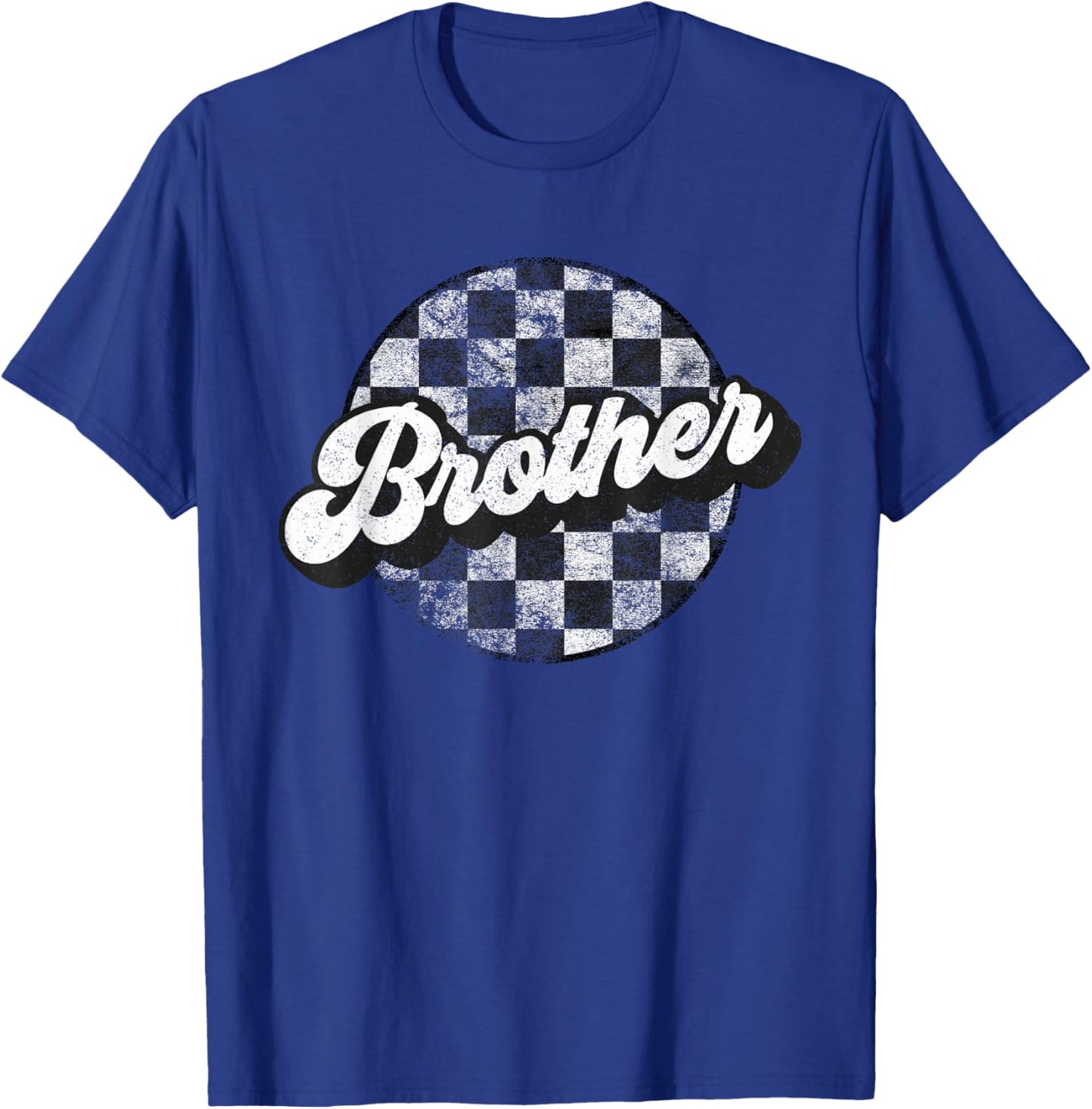 Funny Retro Checkered Brother Race Vintage Matching Family T-Shirt - T-Shirt | Royal