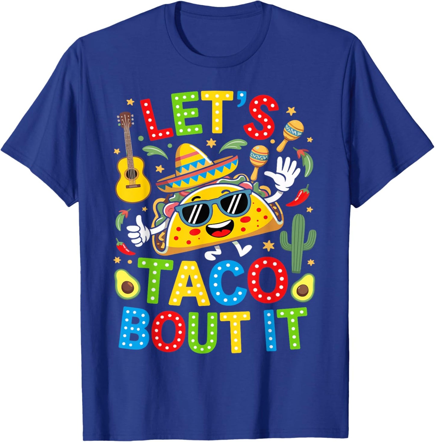 Let's Taco Bout It Funny Mexican Tacos Cinco De Mayo Boys T-Shirt - T-Shirt | Royal