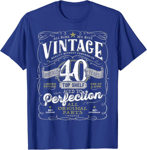 40th Birthday Top , Vintage Aged Top Shelf Born 1985 T-Shirt - T-Shirt | Royal