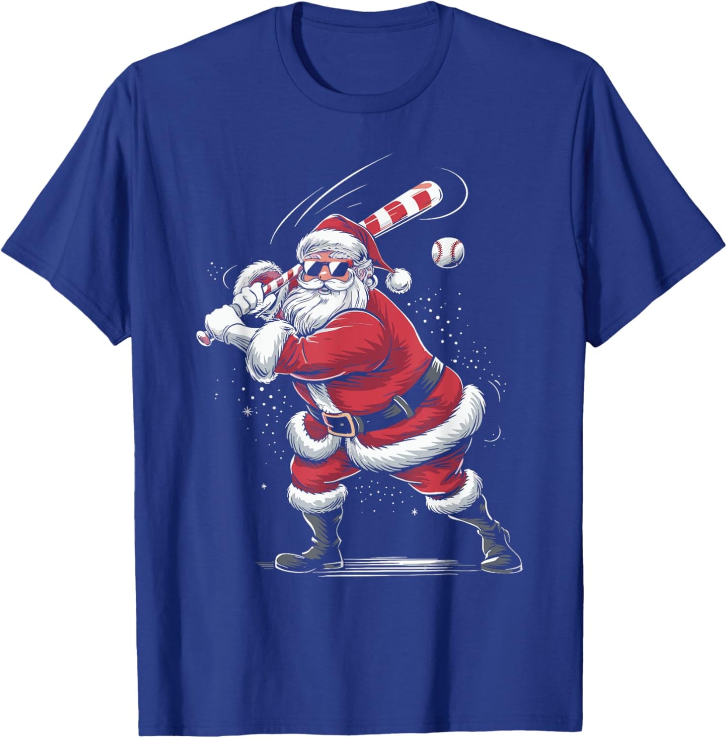 Santa Playing Baseball Christmas Baseball Player Men Boys T-Shirt - T-Shirt | Royal