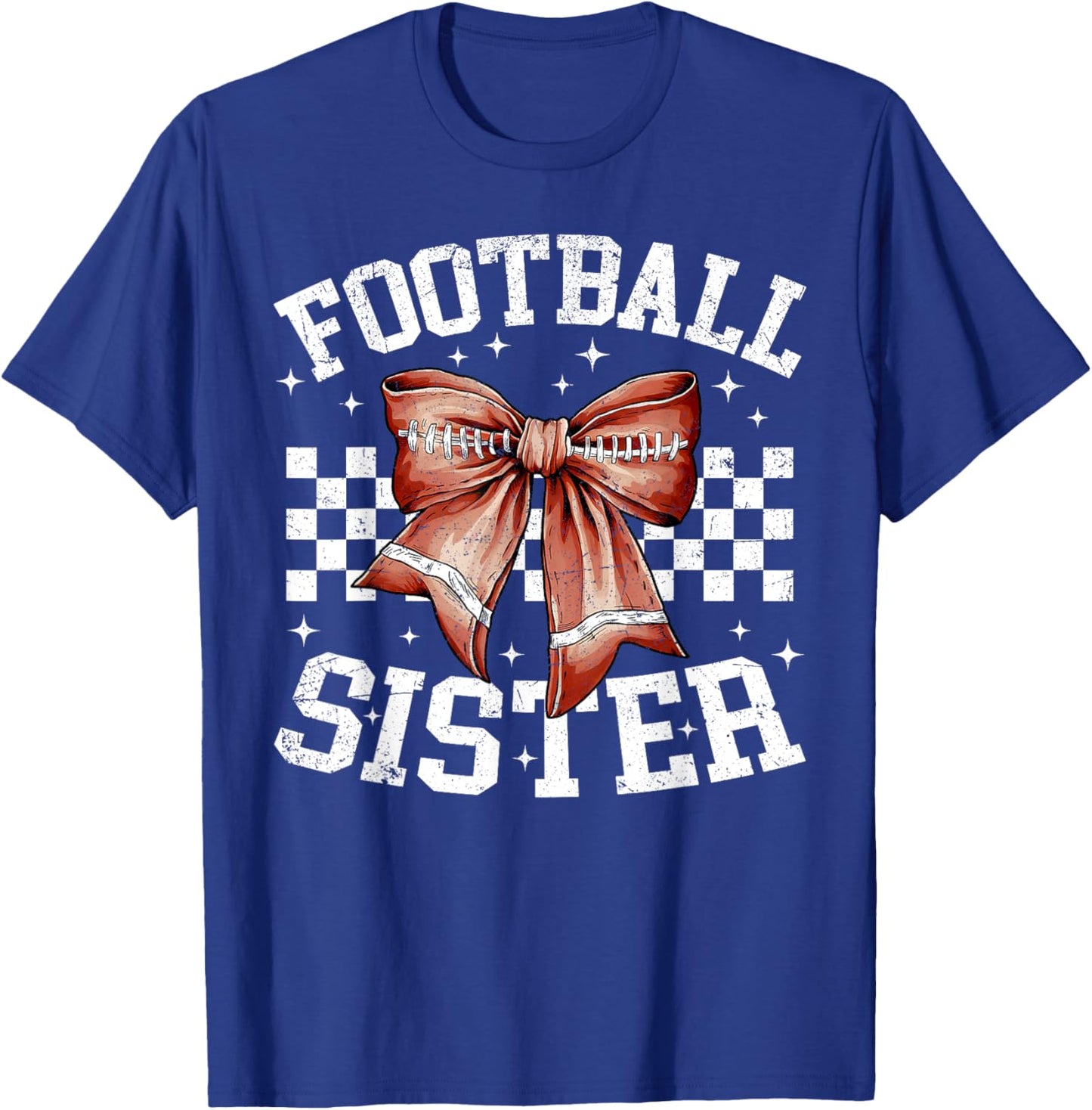 Coquette Bow American Football Sister Thanksgiving Autumn T-Shirt - T-Shirt | Royal