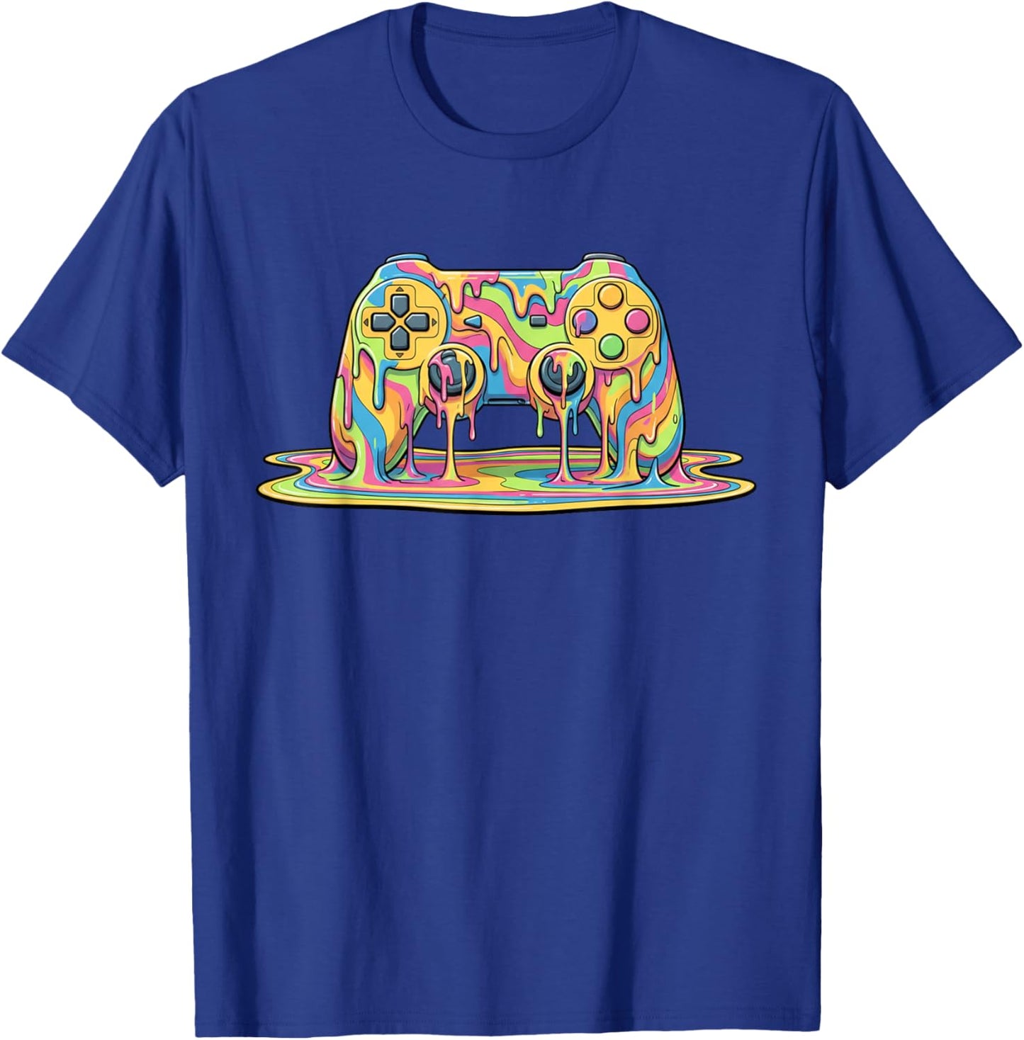 Colorful Melting Video Game Controller Gamer Drip Boys Kids T-Shirt - T-Shirt | Royal