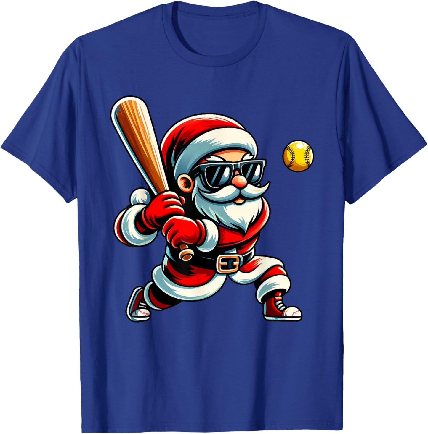 Christmas Santa Claus Play A Softball Funny Boys Kids Xmas T-Shirt - T-Shirt | Royal