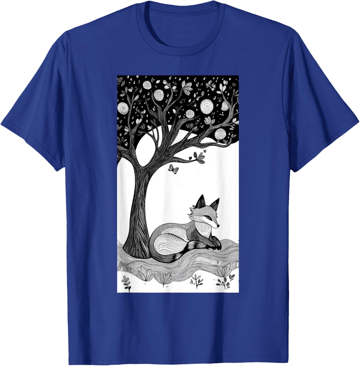 Fox Trees Nature Tree art Animal lover Art T-Shirt - T-Shirt | Royal