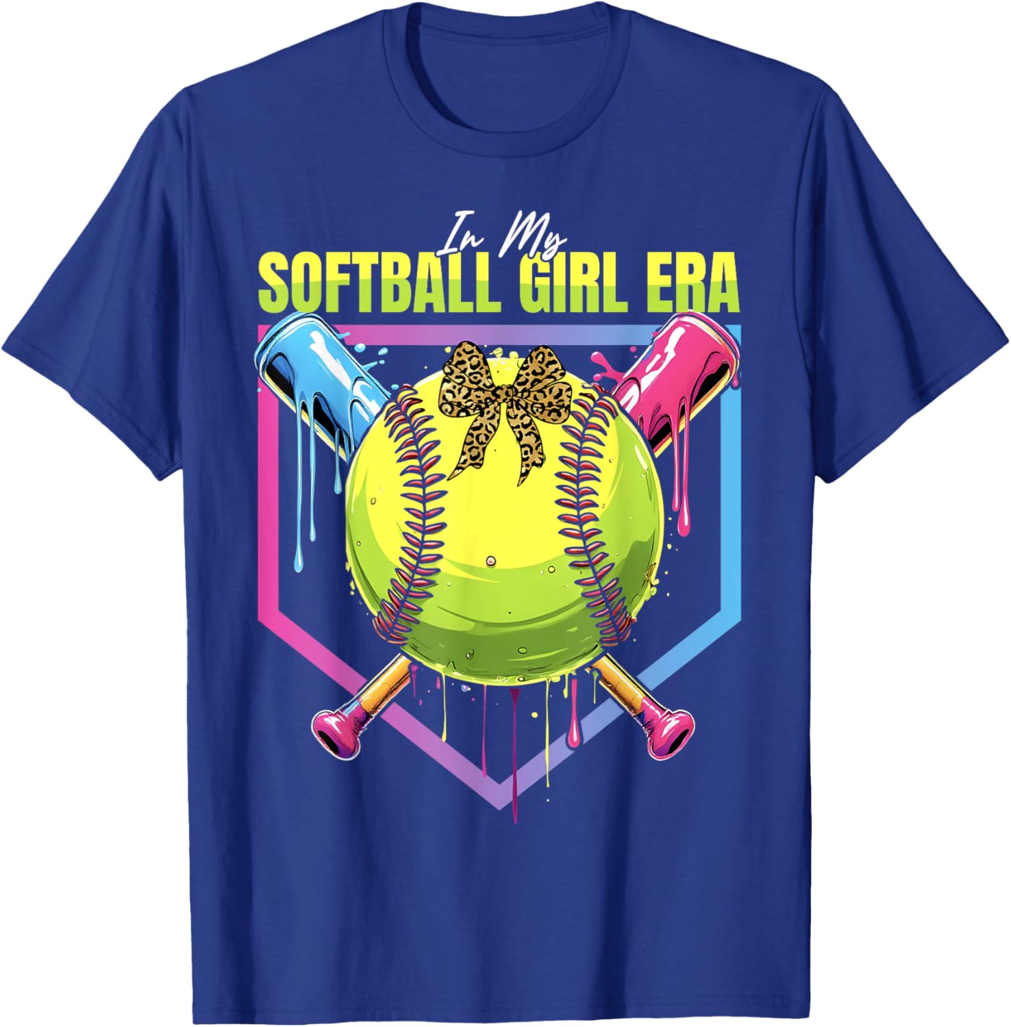 Softball Drip In My Softball Girl Era Sports Game Day T-Shirt - T-Shirt | Royal
