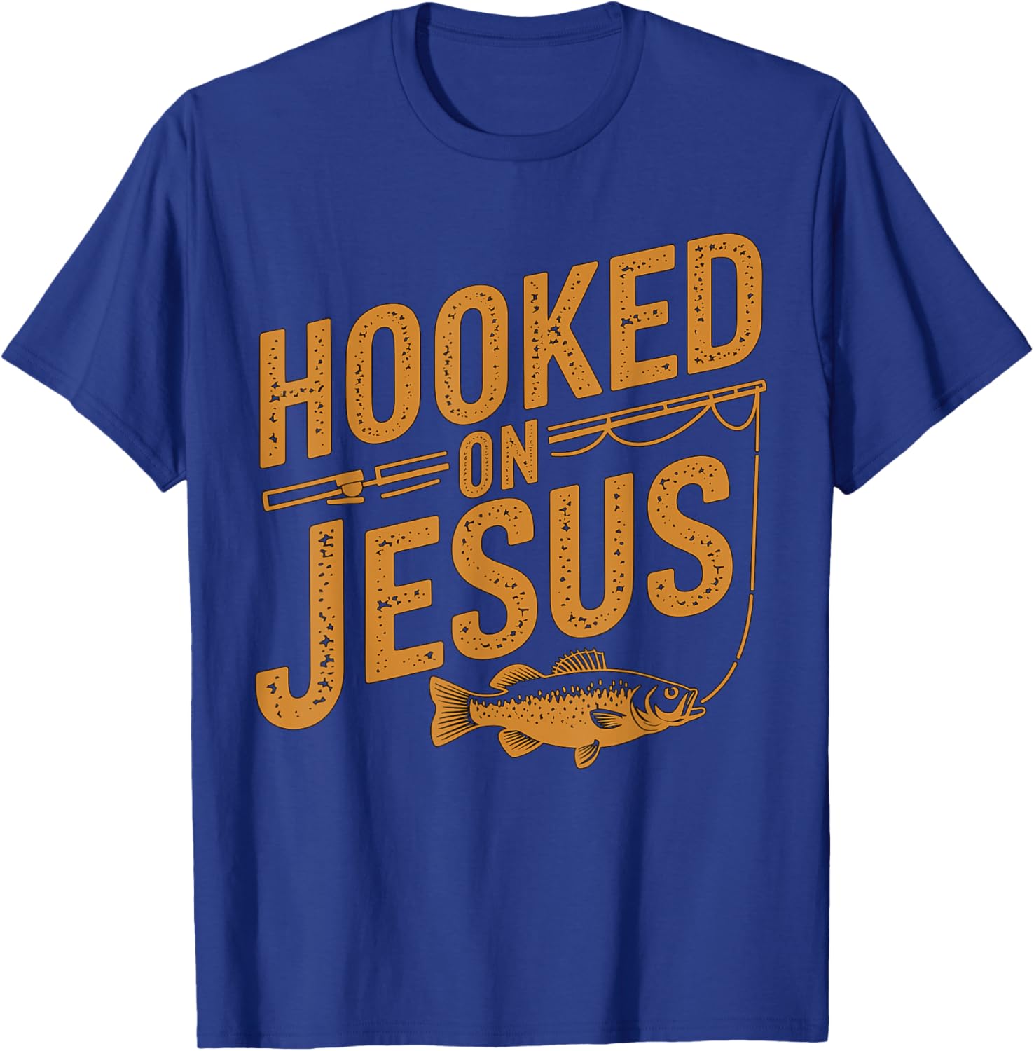 Hooked on Jesus Fishing Christian T-Shirt - T-Shirt | Royal