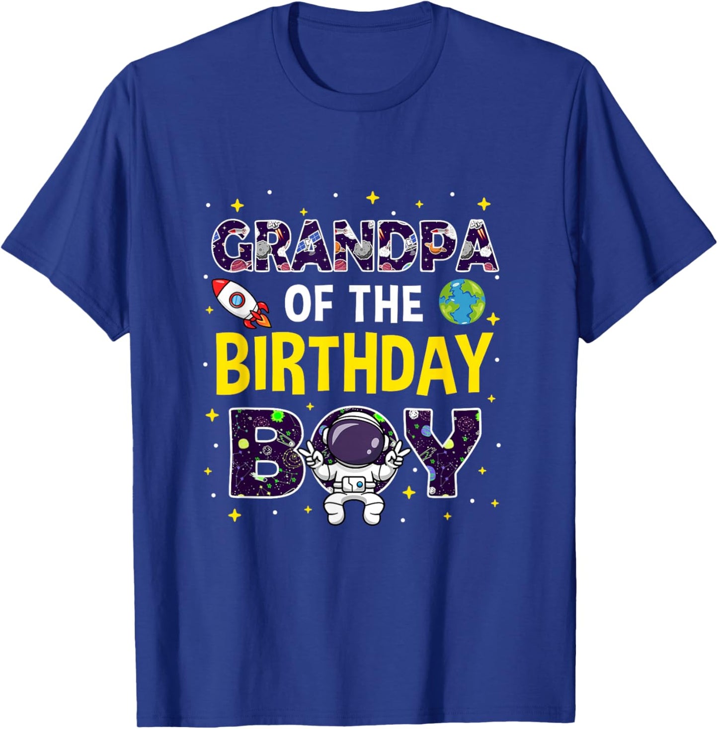 Grandpa of The Birthday Boy Space Astronaut Birthday Family T-Shirt - T-Shirt | Royal