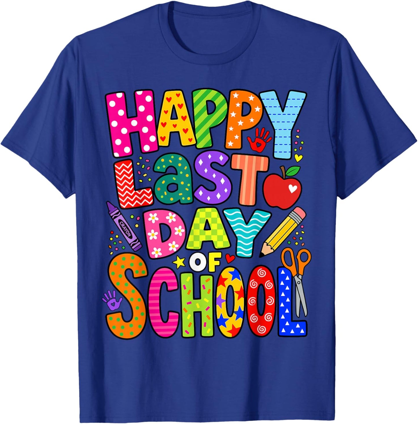 Funny Teacher Student Crew End of Year Last Day of School T-Shirt - T-Shirt | Royal