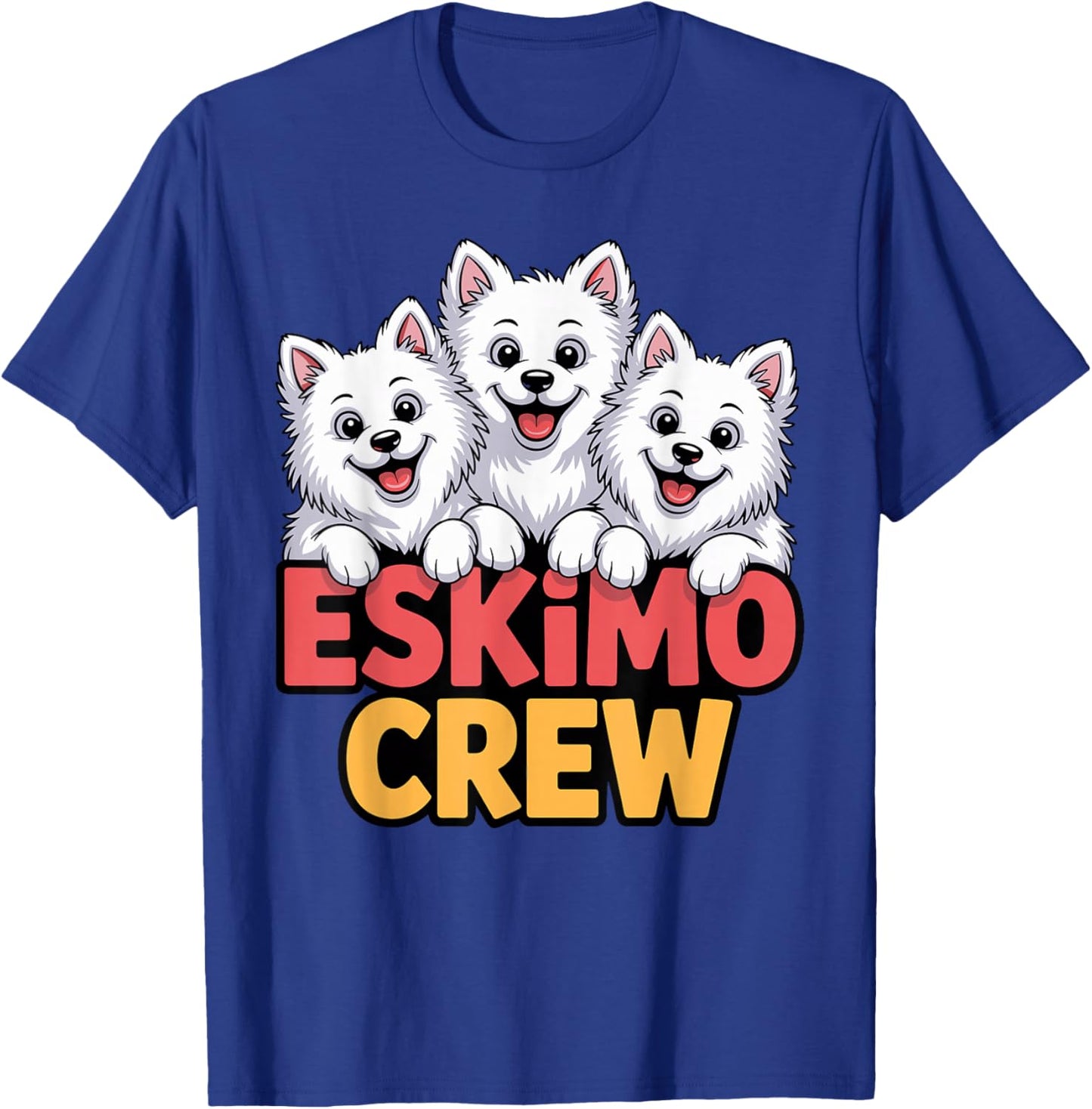 Eskimo Crew Cartoon Eskie Cute Pet Dog Breed American Eskimo T-Shirt - T-Shirt | Royal