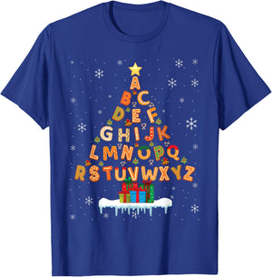 Funny Alphabet Christmas Tree for Teacher or Kids T-Shirt - T-Shirt | Royal