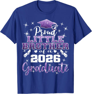 Super Proud Little Brother 2026 Graduate Graduation Family T-Shirt - T-Shirt | Royal