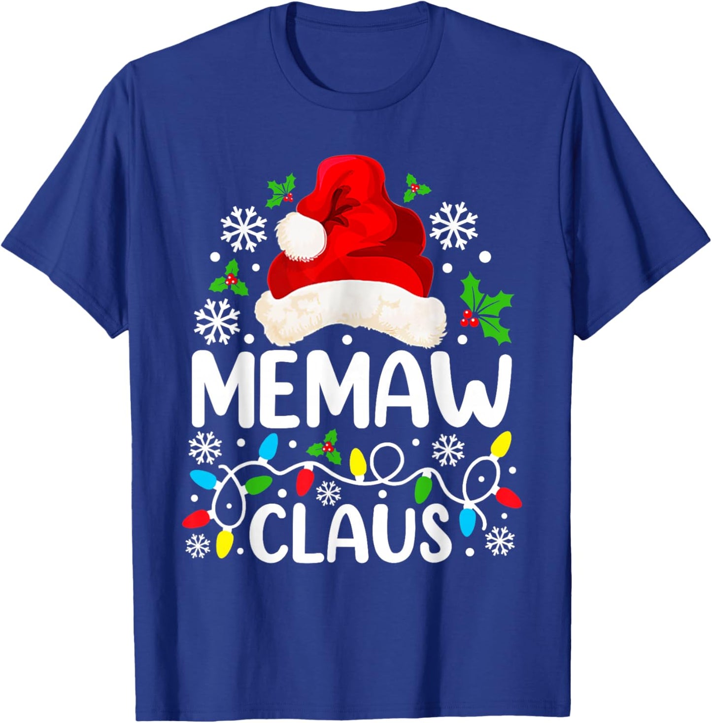Memaw Claus Funny Christmas Family Matching Grandma T-Shirt - T-Shirt | Royal