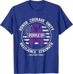 Purple Up for Military Kids Us Flag Military Child Month T-Shirt - T-Shirt | Royal