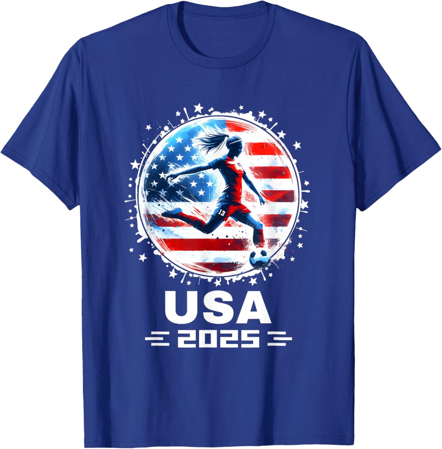 Soccer Team American Flag Soccer Apparel Soccer 2025 T-Shirt - T-Shirt | Royal