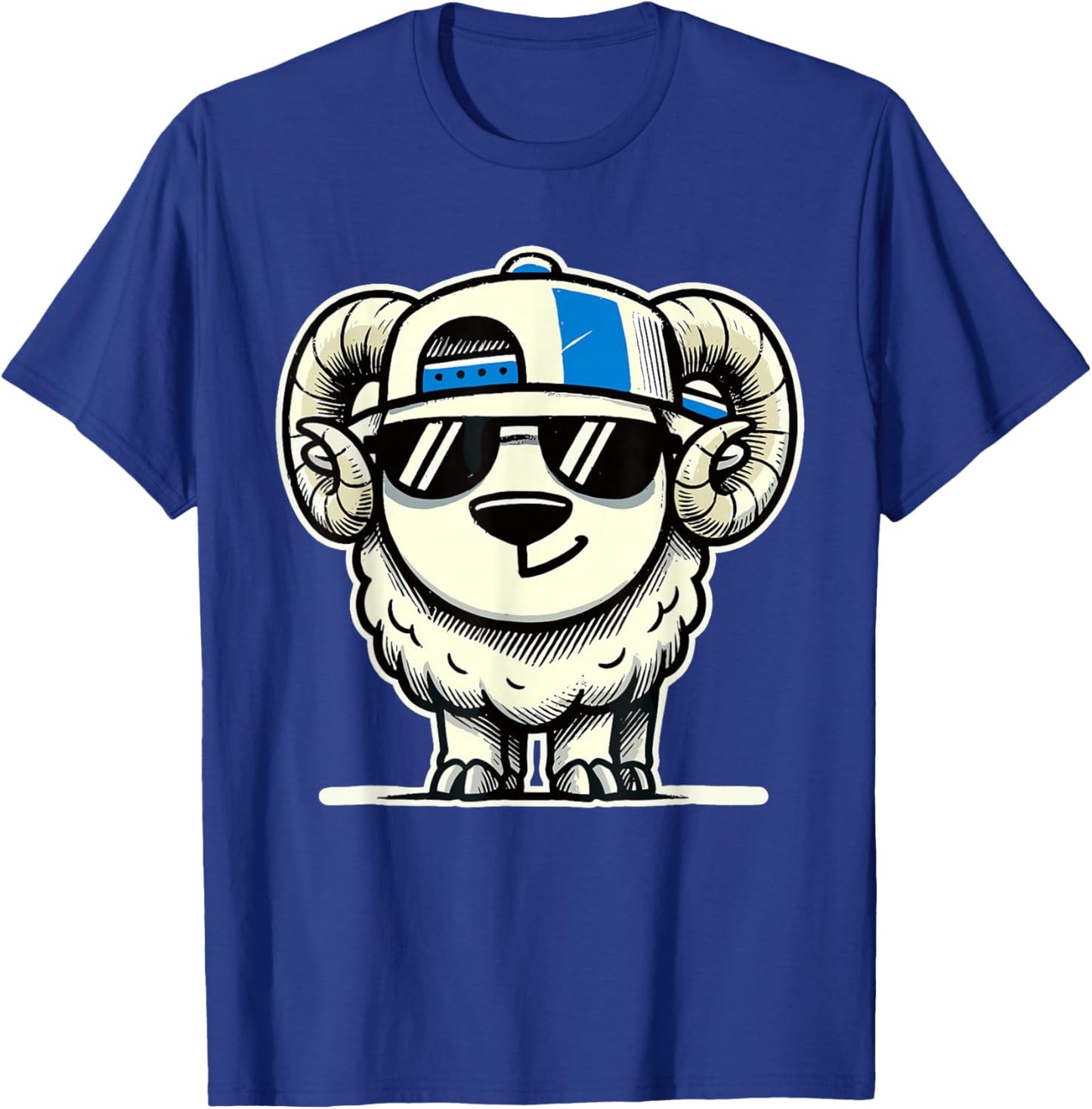 Retro Ram in Sunglasses Novelty Funny Ram T-Shirt - T-Shirt | Royal