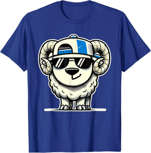 Retro Ram in Sunglasses Novelty Funny Ram T-Shirt - T-Shirt | Royal