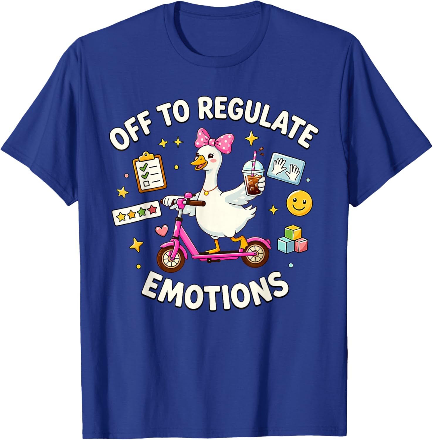 Off to Regulate Emotions Mental Health Funny Goose Scooter T-Shirt - T-Shirt | Royal