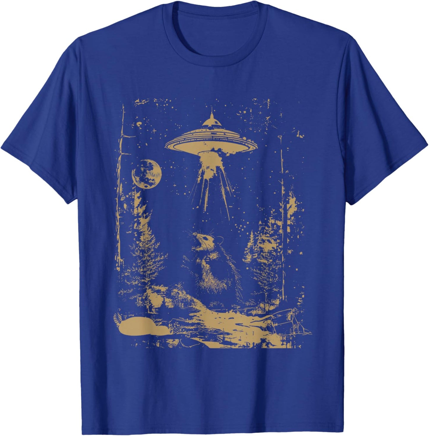 Retro UFO Possum Graphic T-Shirt - T-Shirt | Royal