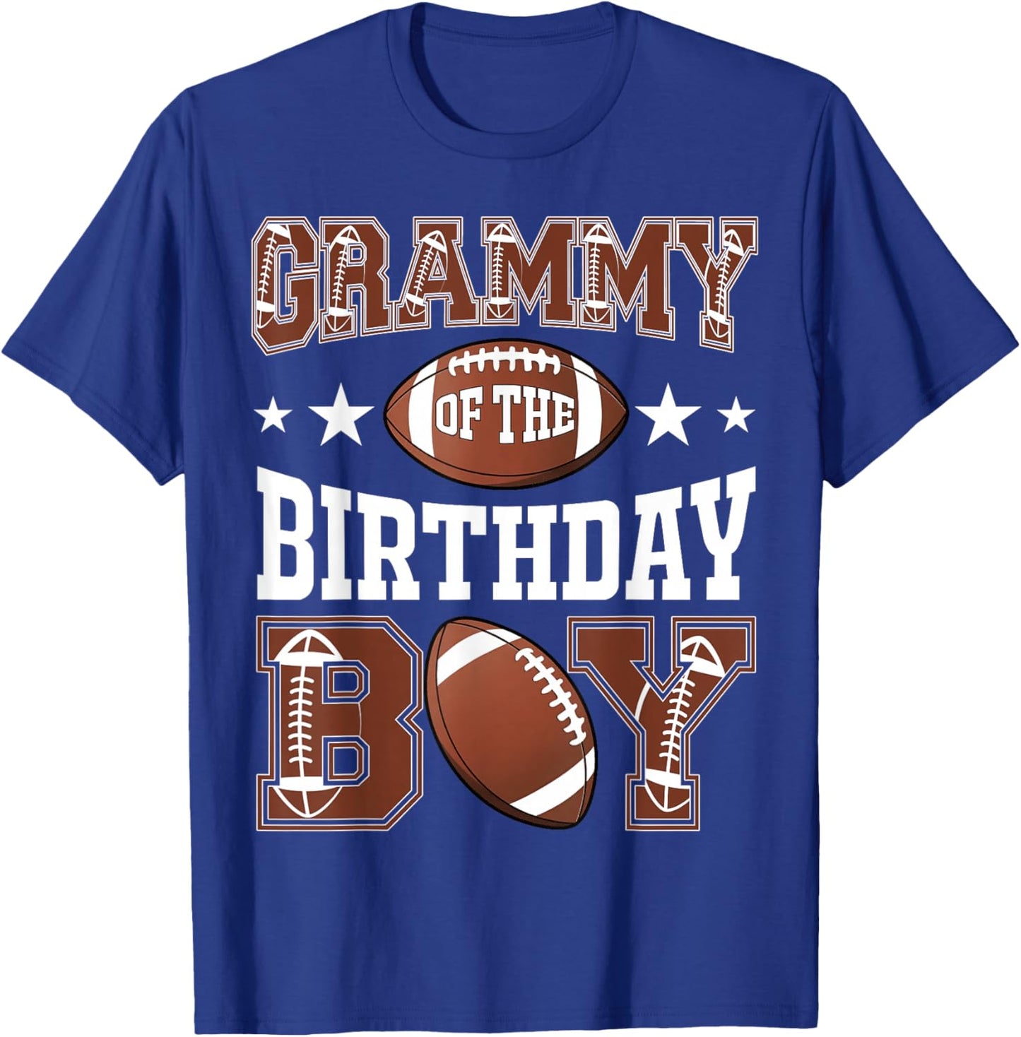 Grammy Of The Birthday Boy Football Game Day T-Shirt - T-Shirt | Royal