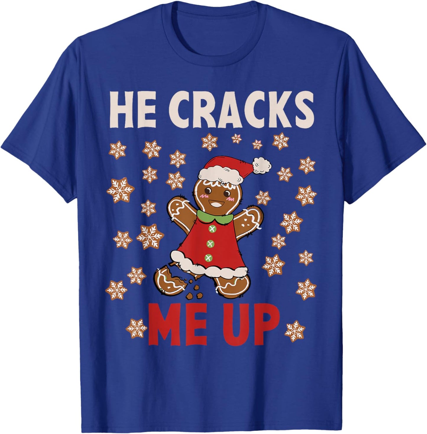 He Cracks Me Up Funny Matching Christmas Pajama Couples T-Shirt - T-Shirt | Royal
