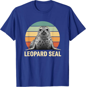 Leopard Seal Animal Retro Sunset Wildlife Ocean T-Shirt - T-Shirt | Royal