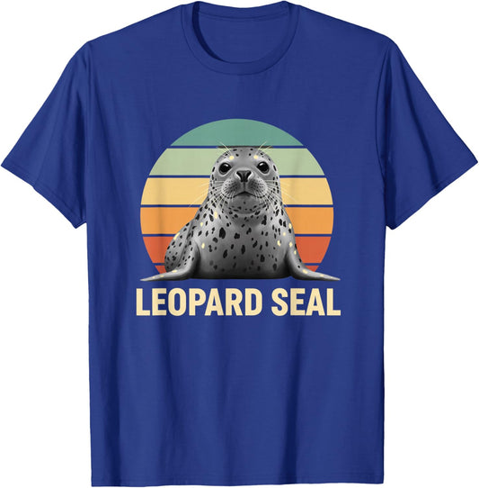 Leopard Seal Animal Retro Sunset Wildlife Ocean T-Shirt - T-Shirt | Royal