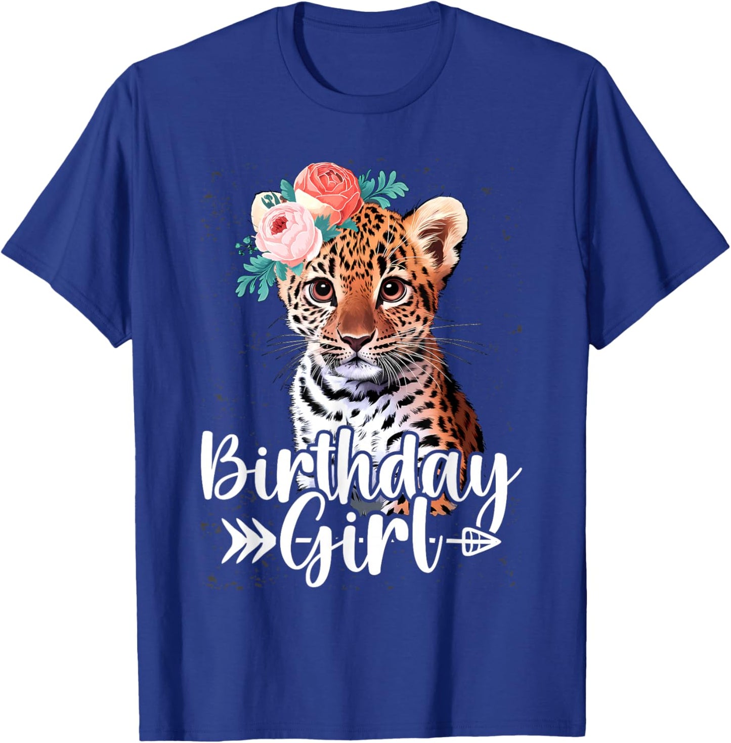 Baby Cheetah Birthday Girl Flowers Zoo Animal Birthday Party T-Shirt - T-Shirt | Royal