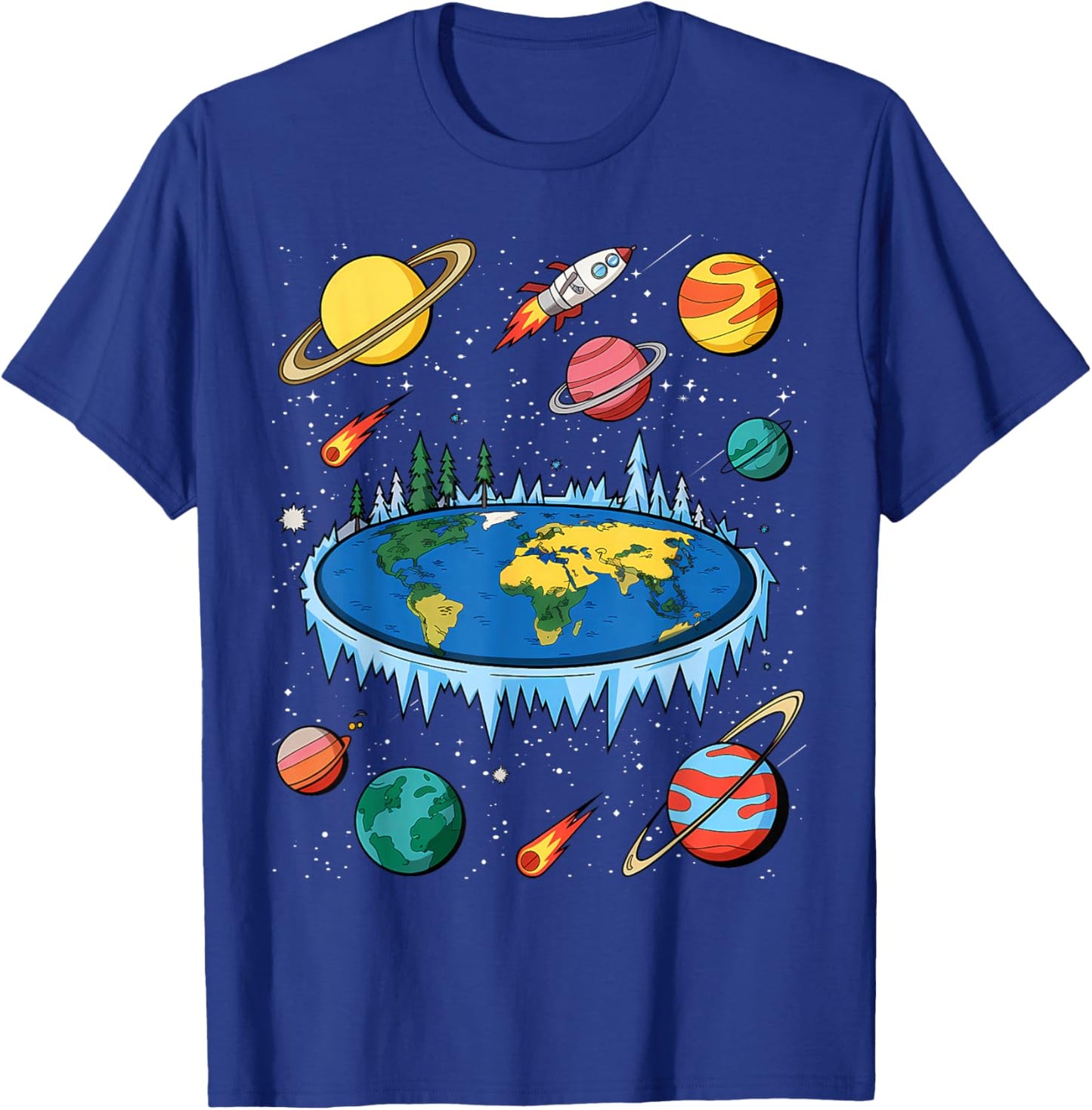 Flat Earth Map Model Globe Conspiracy Believer T-Shirt - T-Shirt | Royal