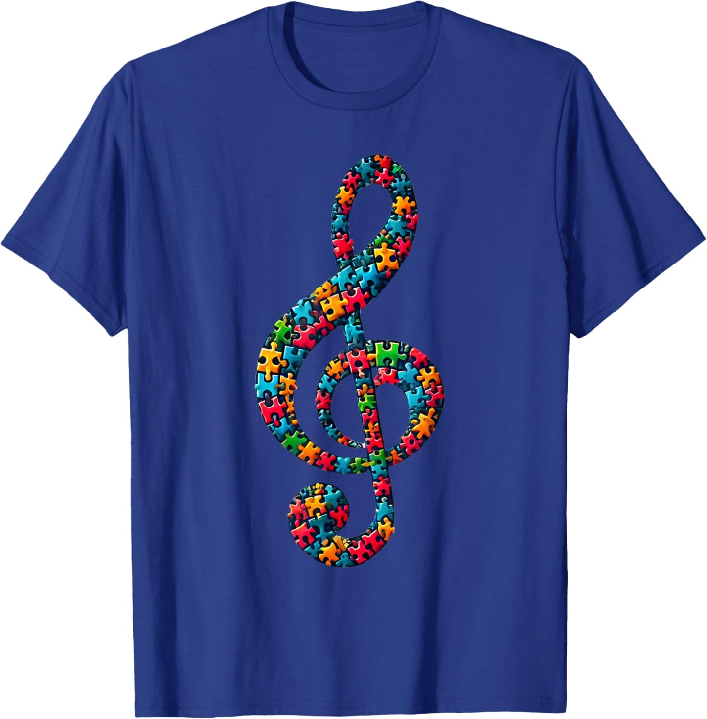 Jigsaw Puzzle Treble Clef Musical Note Music T-Shirt - T-Shirt | Royal