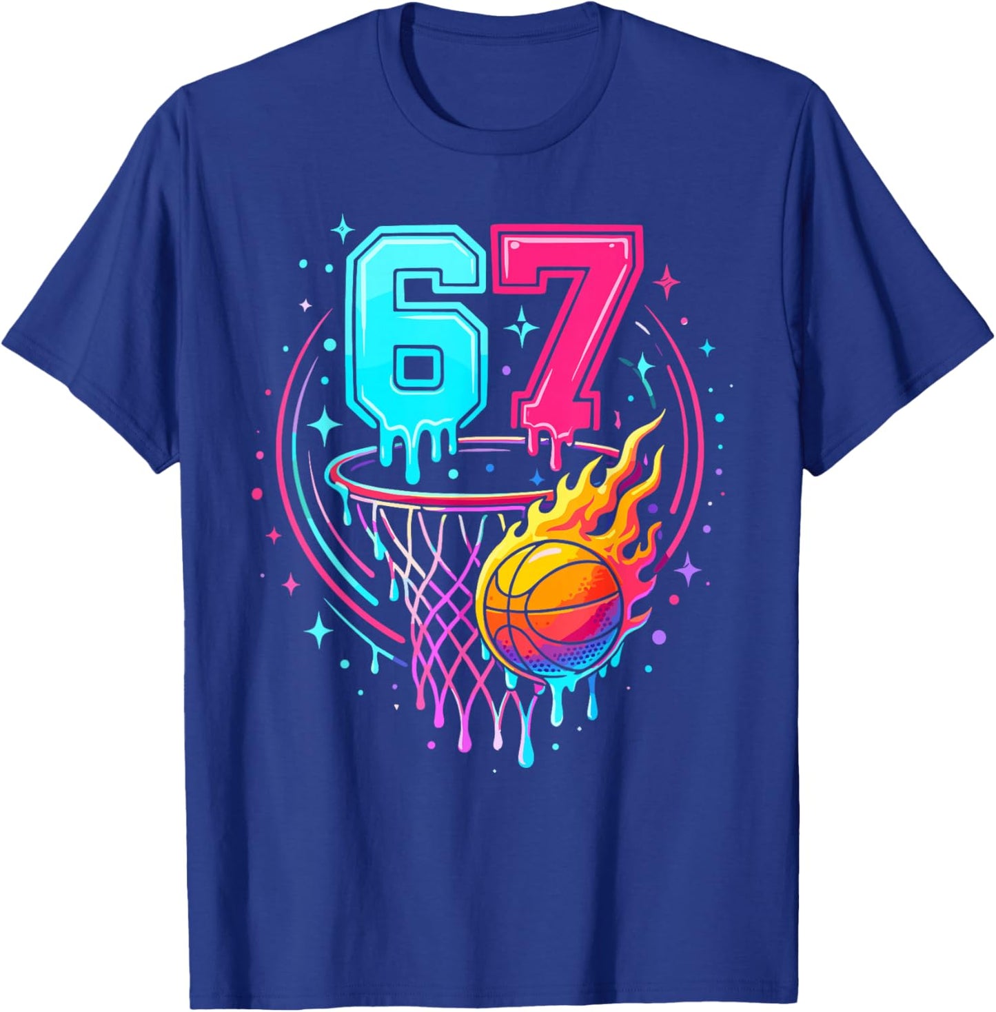 67 Basketball Ice Cream Drip Six Seven Bball T-Shirt - T-Shirt | Royal