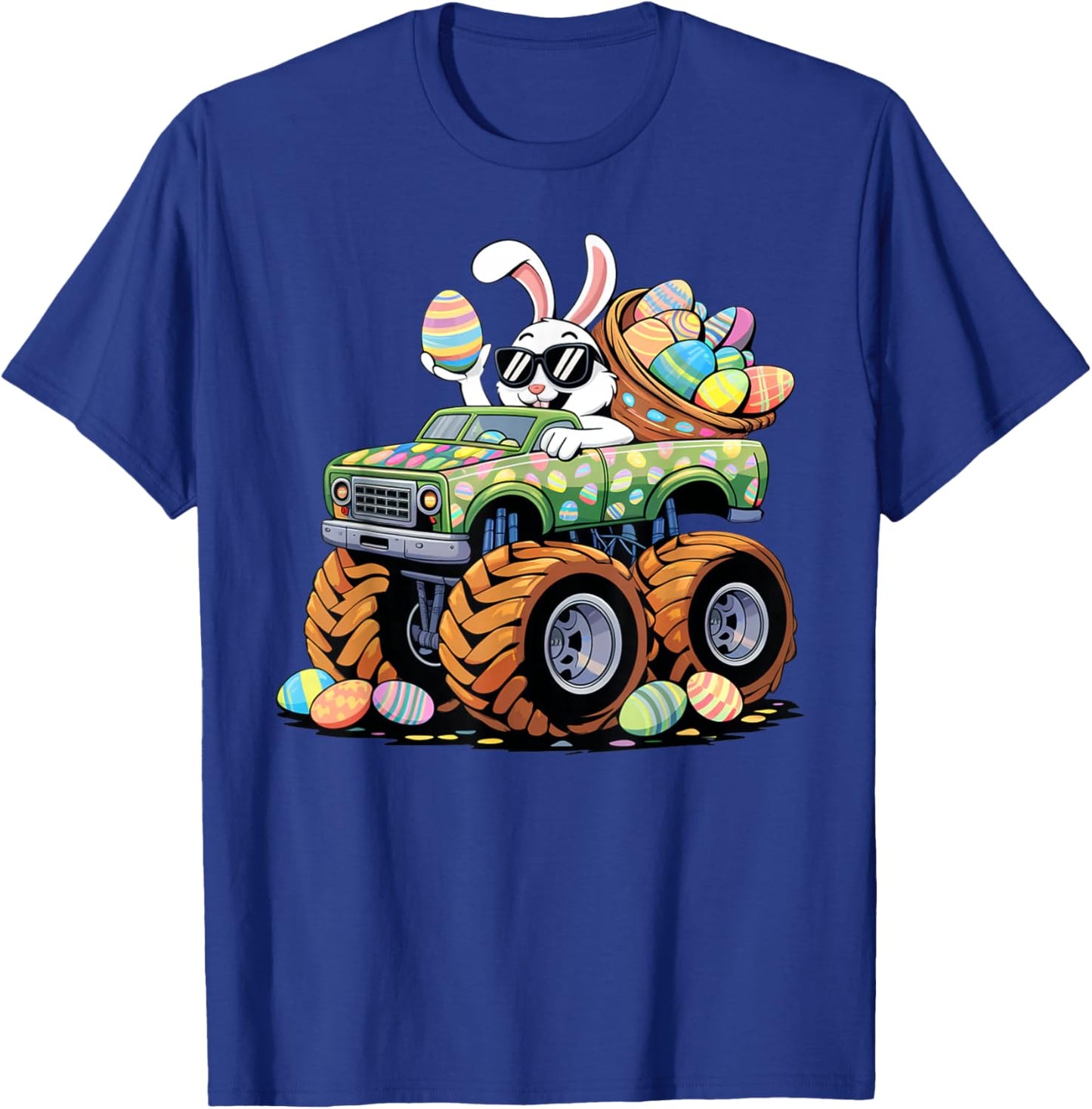 Easter Day Bunny Monster Truck Eggs Cool Rabbit Toddler Boy T-Shirt - T-Shirt | Royal