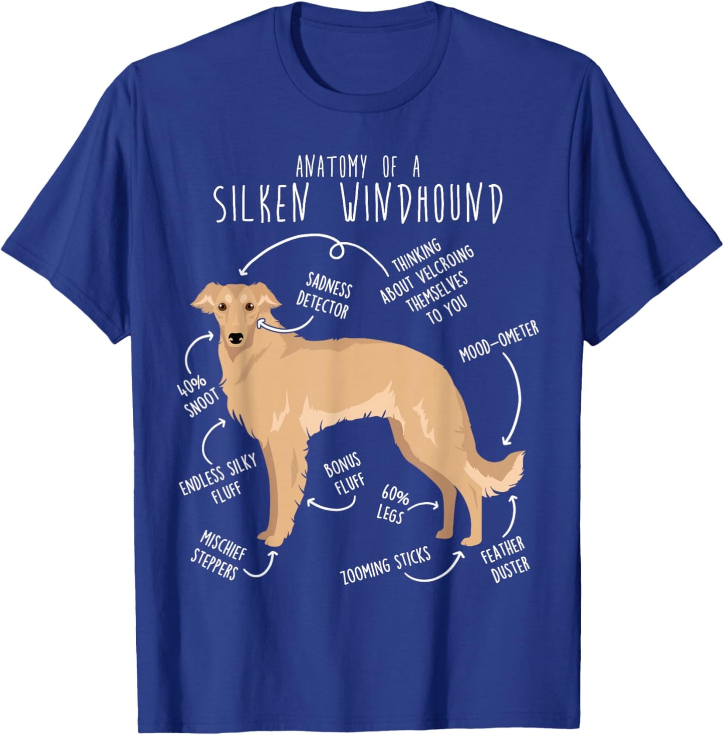 Silken Windhound Anatomy, Funny Cute Pet Lover Fawn Cream T-Shirt - T-Shirt | Royal