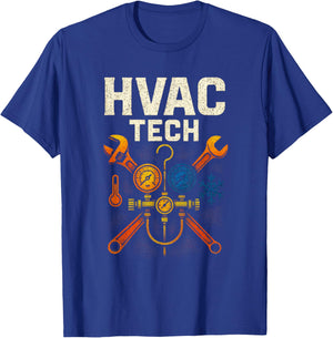 HVAC TECH - Vintage Retro Technician Tools T-Shirt - T-Shirt | Royal