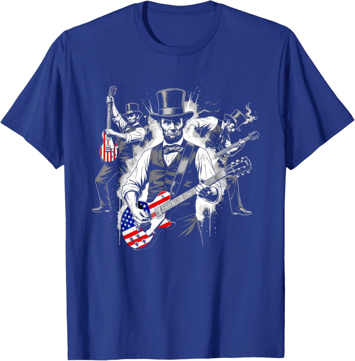 Abraham Lincoln Abe Lincoln Playing Guitar Retro Vintage T-Shirt - T-Shirt | Royal