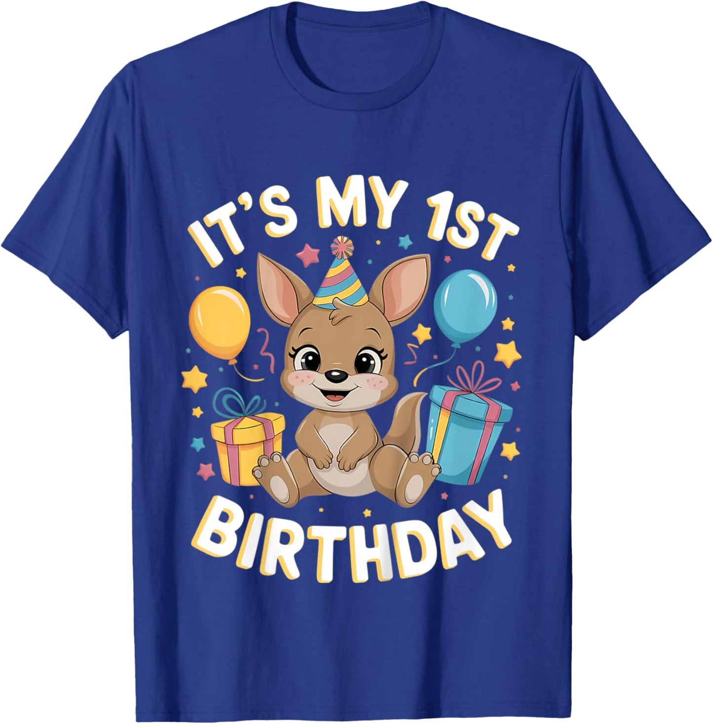Kids 1st Birthday Kangaroo Party Design T-Shirt - T-Shirt | Royal