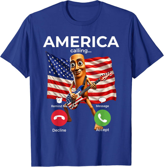 USA Flag Tung Sahur Patriotic Brainrot July 4th Calling Meme T-Shirt - T-Shirt | Royal