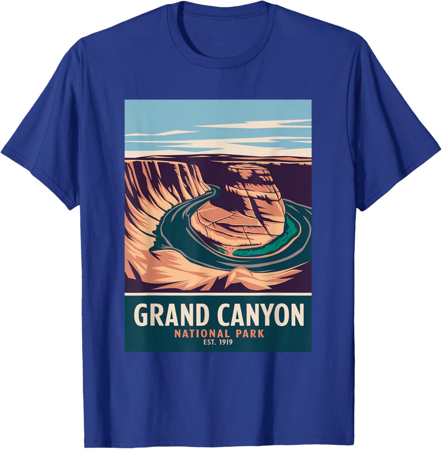 Grand Canyon National Park Vintage Camping Hiking Men Women T-Shirt - T-Shirt | Royal