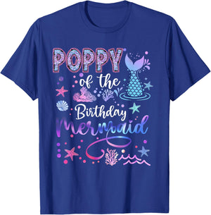 Poppy of The Birthday Mermaid Funny 1St Birthday Girl T-Shirt - T-Shirt | Royal