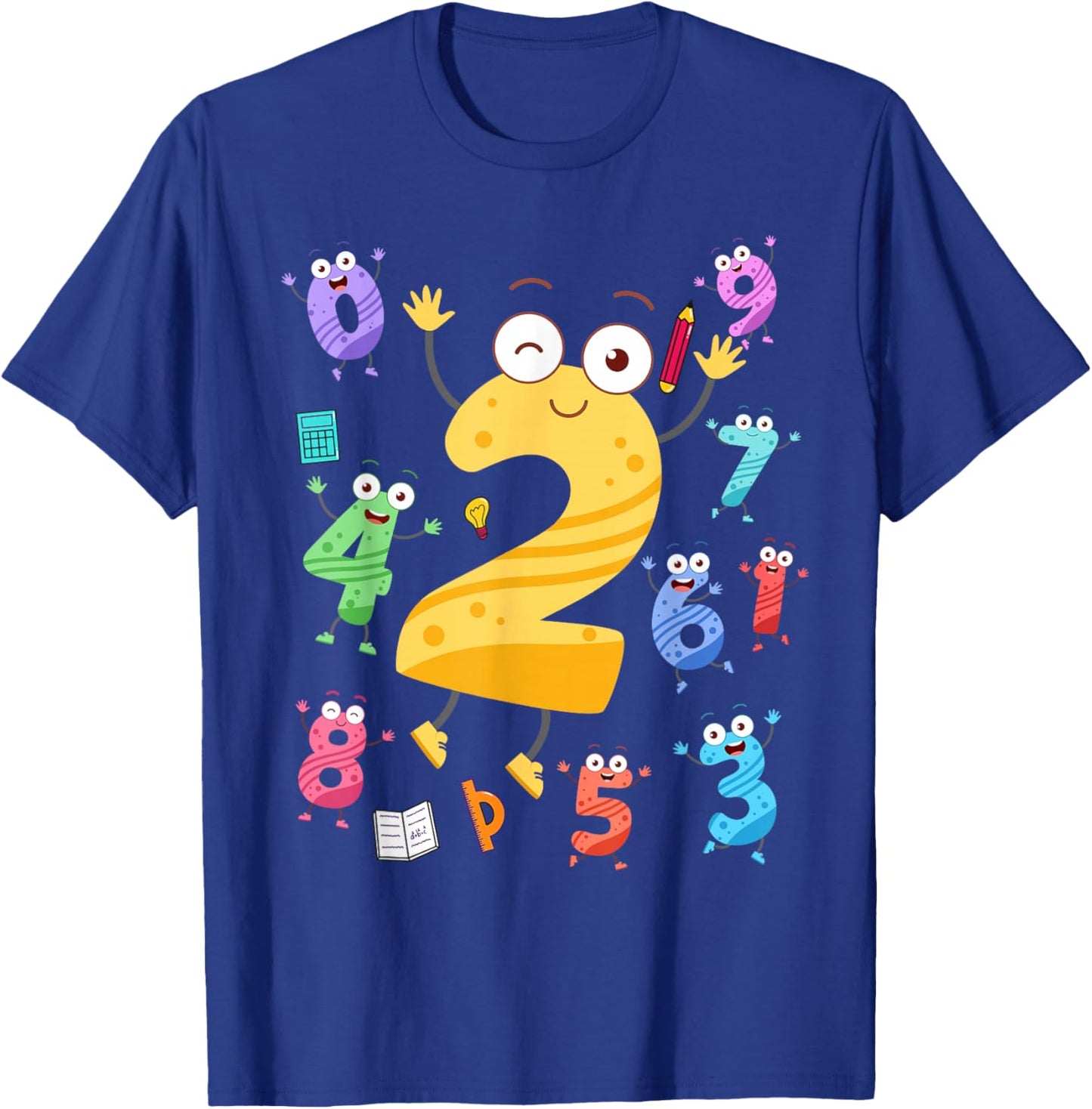 Maths Day Number Costume With Number 2 Idea For Kids Number T-Shirt - T-Shirt | Royal