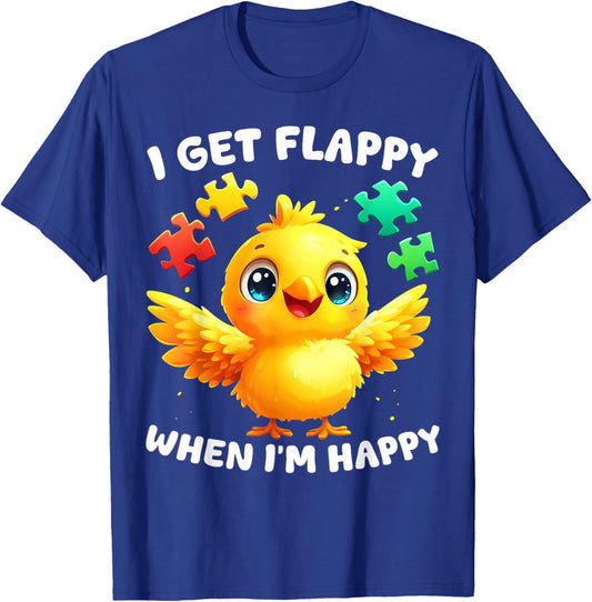 I Get Flappy When I'm Happy Cute Bird Autism Awareness T-Shirt - T-Shirt | Royal