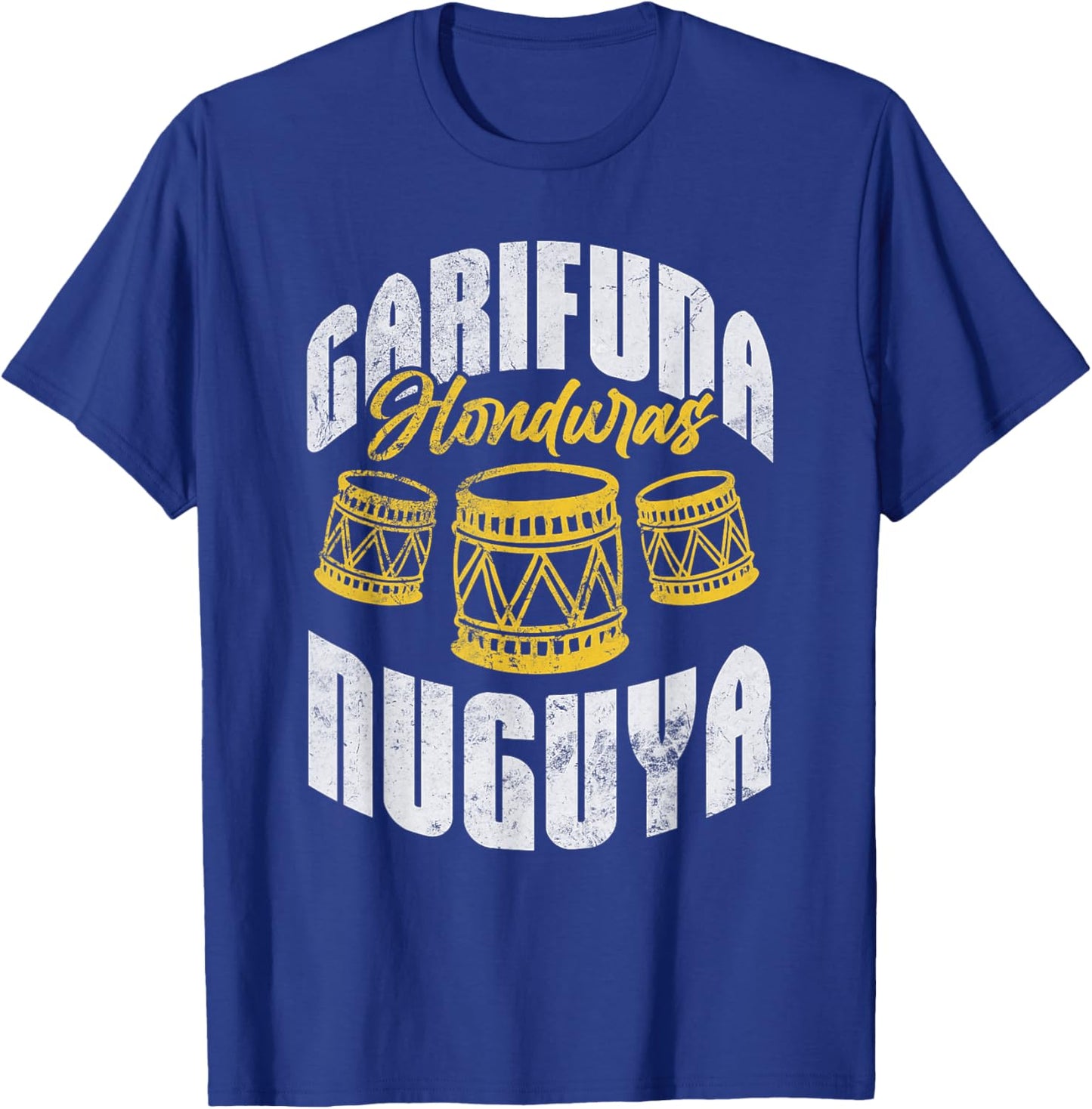 Garifuna Honduras Nuguya Cultural Music Distressed T-Shirt - T-Shirt | Royal