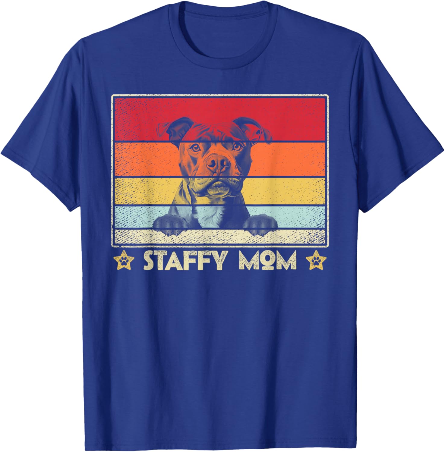 Staffy Mom Classic Retro Vintage Style T-Shirt - T-Shirt | Royal