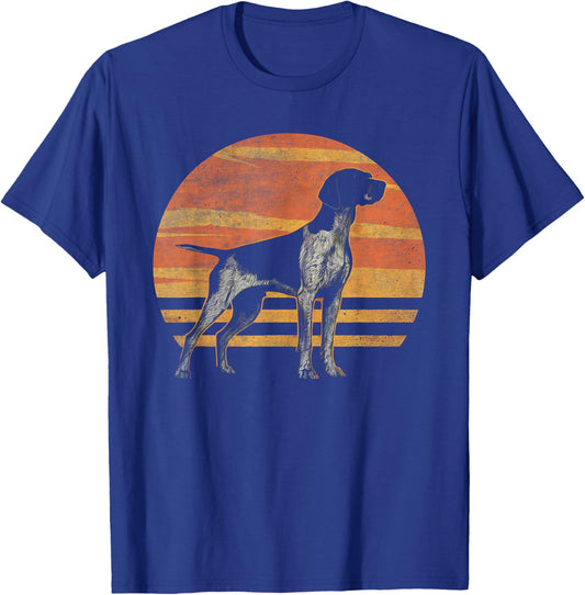 Retro Sunset Design German Shorthaired Pointer Dog T-Shirt - T-Shirt | Royal