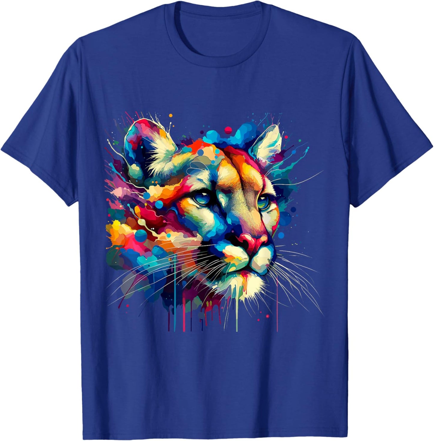 Splash Art Cougar Cougars Mountain Lion Puma T-Shirt - T-Shirt | Royal