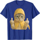 Funny Banana Hat Cat Middle Finger Vintage Cat Meme T-Shirt - T-Shirt | Royal